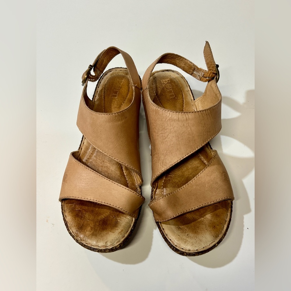 Born Tan Wedge Sandals - Picture 7 of 8